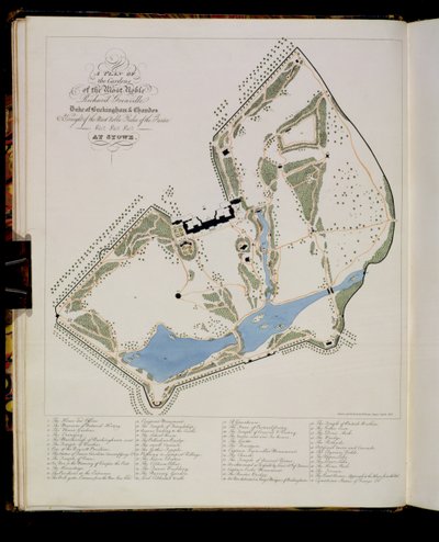 A Plan of the Gardens of Richard Grenville, Duke of Buckingham, at Stowe, etched by the artist, 1827 by William James Smith